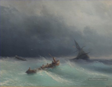 romantique romantisme Tableau Peinture - tempête en mer 1873 Romantique Ivan Aivazovsky russe